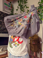 nyc throw up hoodie grey