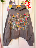 nyc throw up hoodie grey