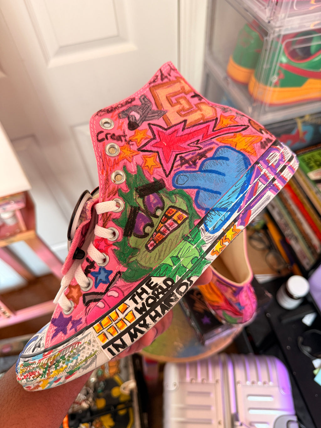 pink cosmos converse (high top)