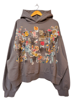 nyc throw up hoodie grey